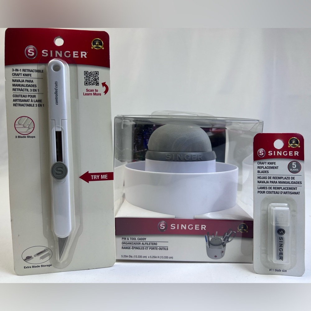 Singer Pin & Tool Caddy with Craft Knife & craft knife blade refill